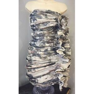 AllSaints Spitalfields Strapless Ruched Floral Cocktail Dress | UK 8